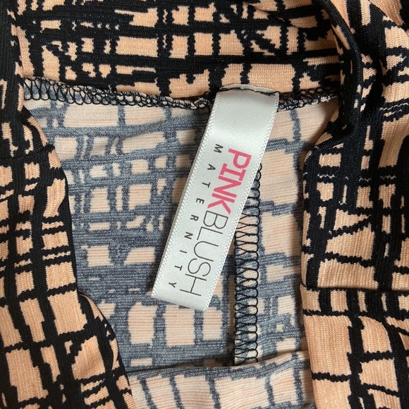 Pinkblush Lightweight Coral Pink with Black Abstract Geometric Lines Maxi Skirt - Picture 7 of 16